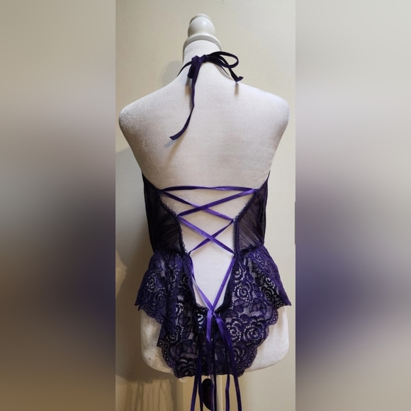 XXL🔥Sexy🔥 Very Flattering Lingerie One Piece Drape Front Halter Style Bodysuit - Picture 5 of 6